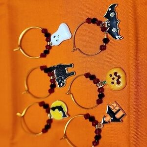 Handmade Halloween Wine Glass Charms Set